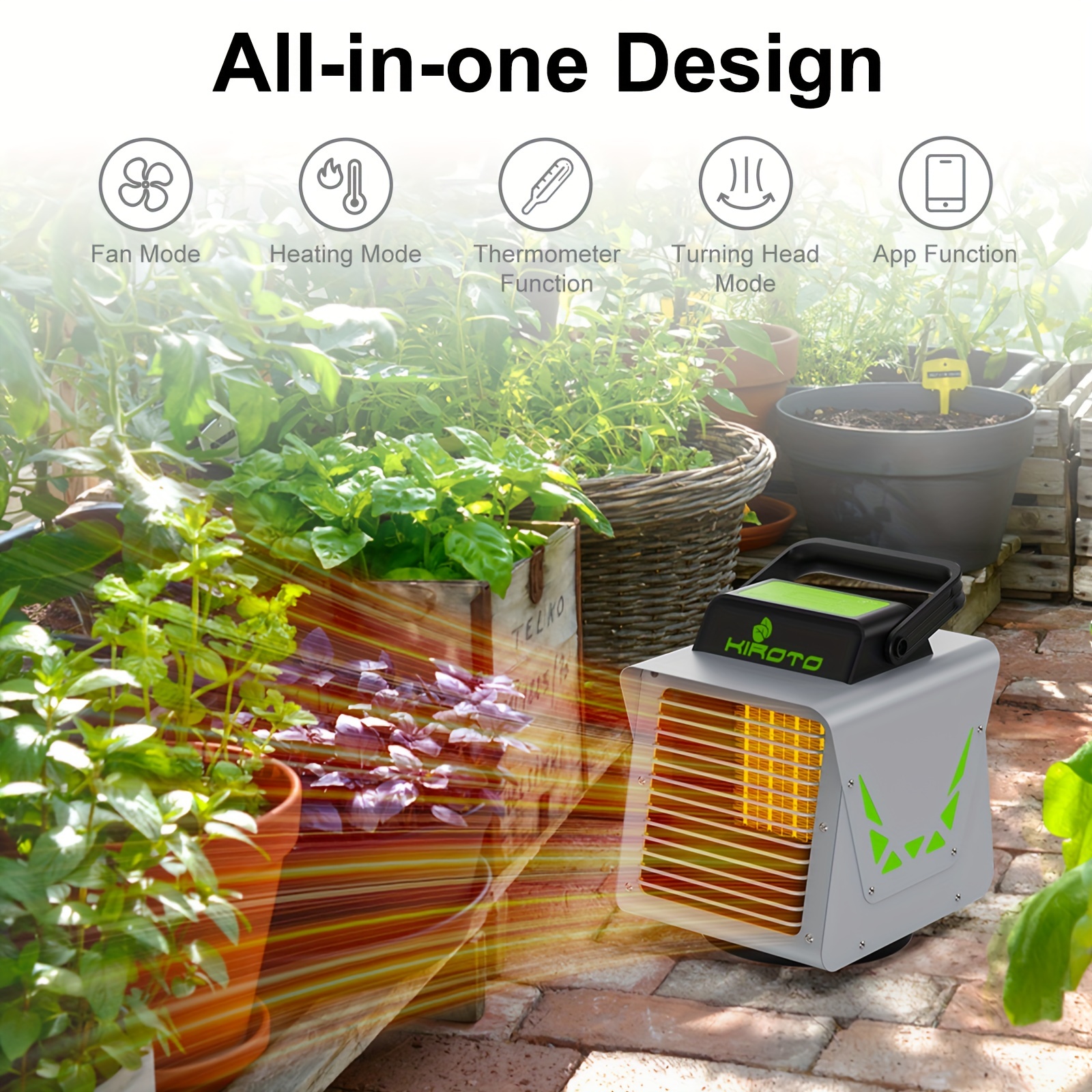 

G2308 Portable 1500w Outdoor Plant And Vegetable Heater With Control, Panel For Greenhouse, Garage, And Sunroom