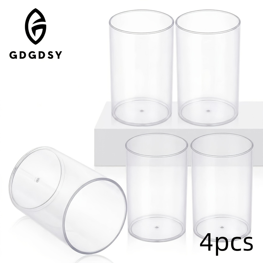 TEMU 4 Piece Acrylic Cylindrical Pen Holder Set, Popular Transparent Acrylic Desktop Storage Box, Round Makeup Brush Storage Box, Desktop Pencil
