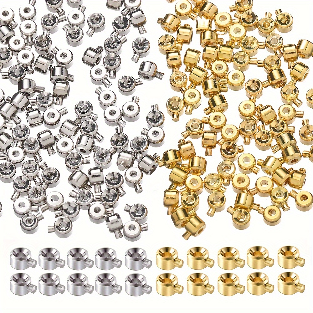 TEMU 20pcs 3x4mm Copper Positioning Buckle Clasps With Bead Caps For - For Necklace & Bracelet Connectors