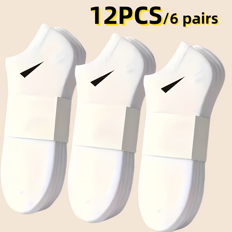 12pcs/6pairs Men's Casual Plain Socks, Breathable And Comfortable, Sweat Proof And Odor Proof Low Top Ankle Socks, Men's Socks, , Comfortable Experience, Casual Socks To