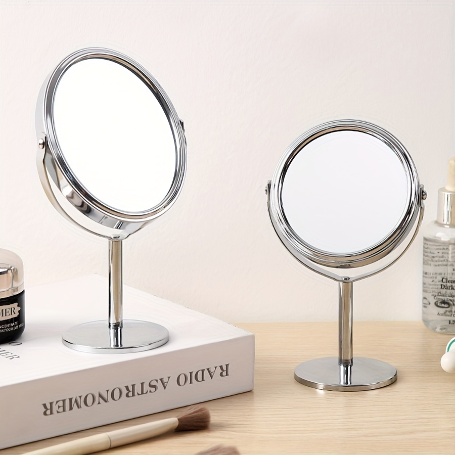 

Ultra-hd Double-sided Desktop Makeup Mirror - Adjustable, Metal Frame Vanity Mirror For Office & Home Use Desk Mirror Mirror Decor