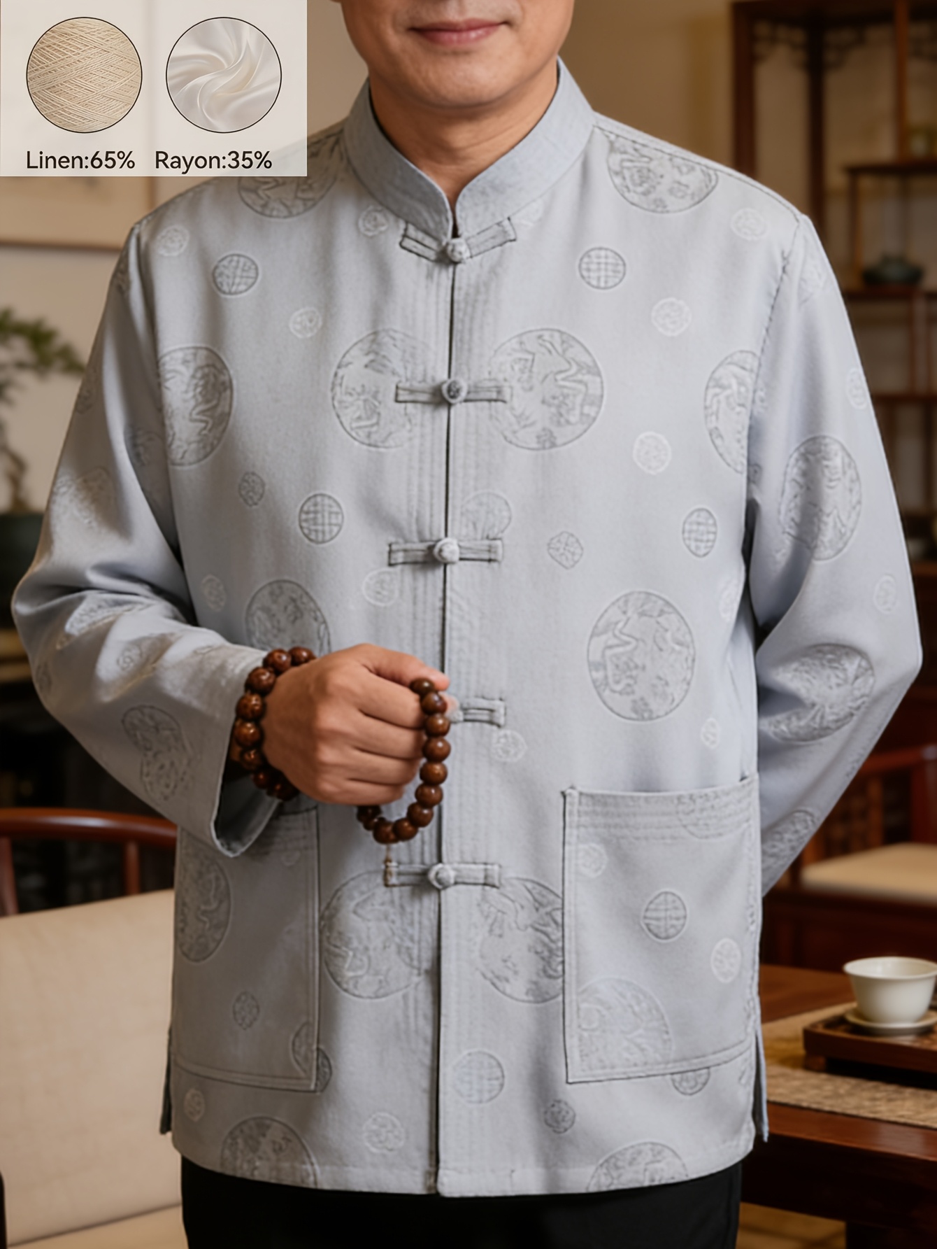 asian style  nese tang suit long sleeve top in linen new  nese   collar button up shirt for middle aged and elderly business casual wear single layer spring summer outerwear tai   practice   ceremony attire zen inspired