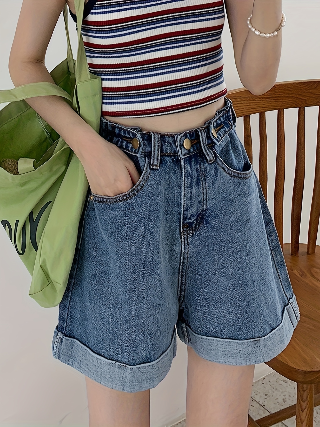 Stradivarius Pantalones Vaqueros Cortos Anchos Mujer Shorts Mujer