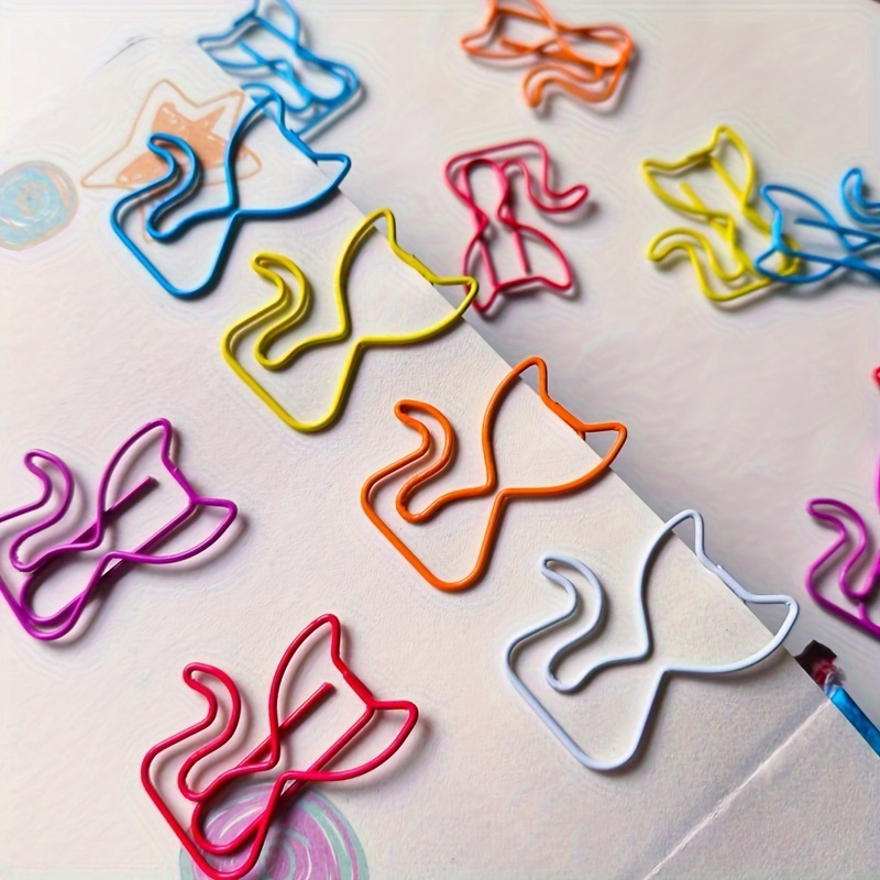 

24pcs/48pcs Colorful Cat Paper Clips - Creative Office Supplies, Iron Material