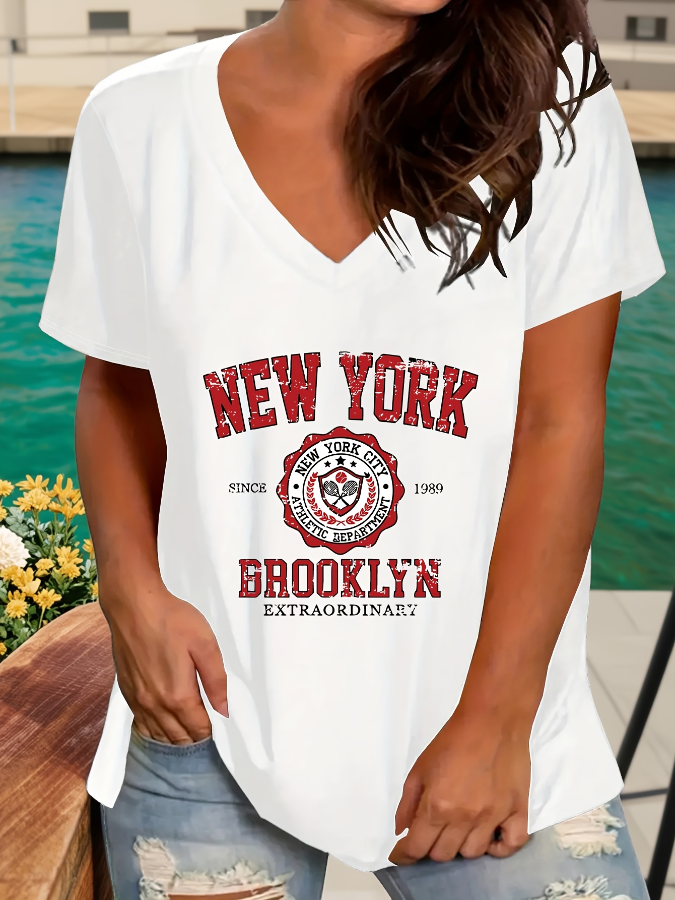 Zomer Vrouwen T-shirts 3d Mode Bloemen Print Harajuku T-shirt Oversized Tees Voor Dames Kleding Nieuwe Korte Mouw V-hals tops kopen vanaf een prijs van 2.54
