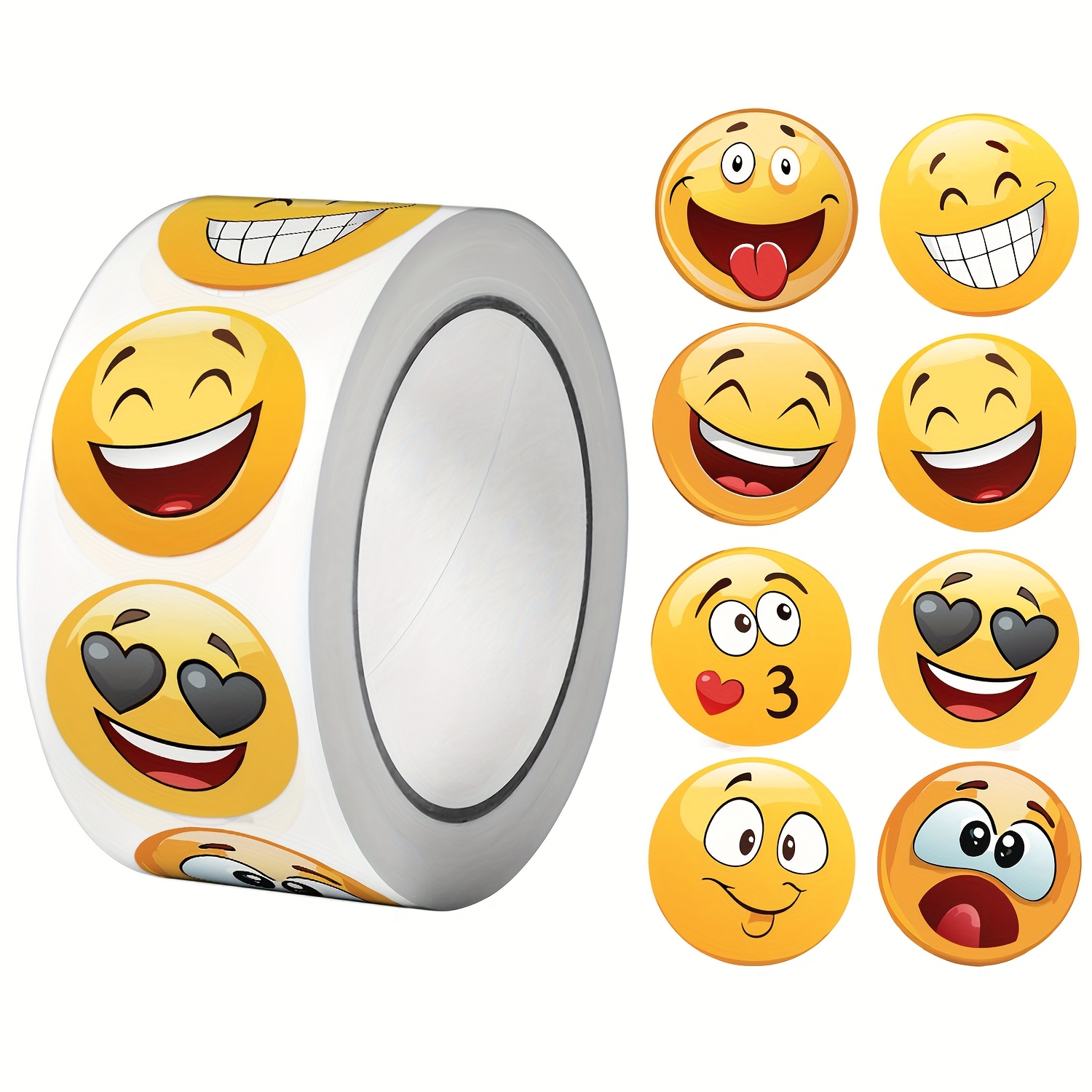 Image of 500pcs/roll Happy Sticker 2.5cm/1.0'' 16 Designs Decals Diy Gifts Suitable For Gift Packaging Sealing Labels And Polite Greetings