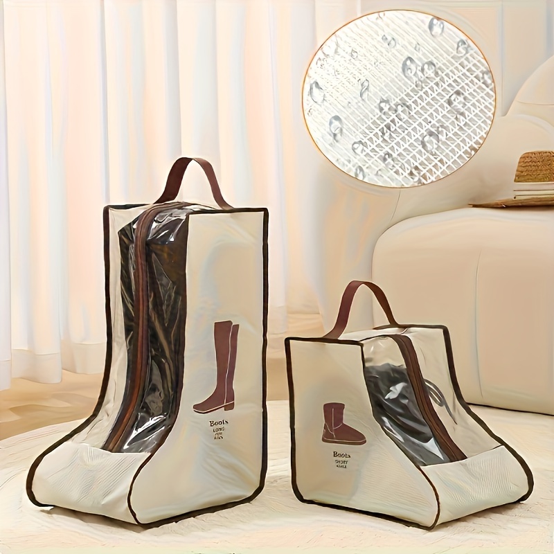 

Boot Storage Bag With Handle - Dustproof & Moisture-resistant Shoe Protector For Long And Ankle Boots, Lightweight Fabric Organizer