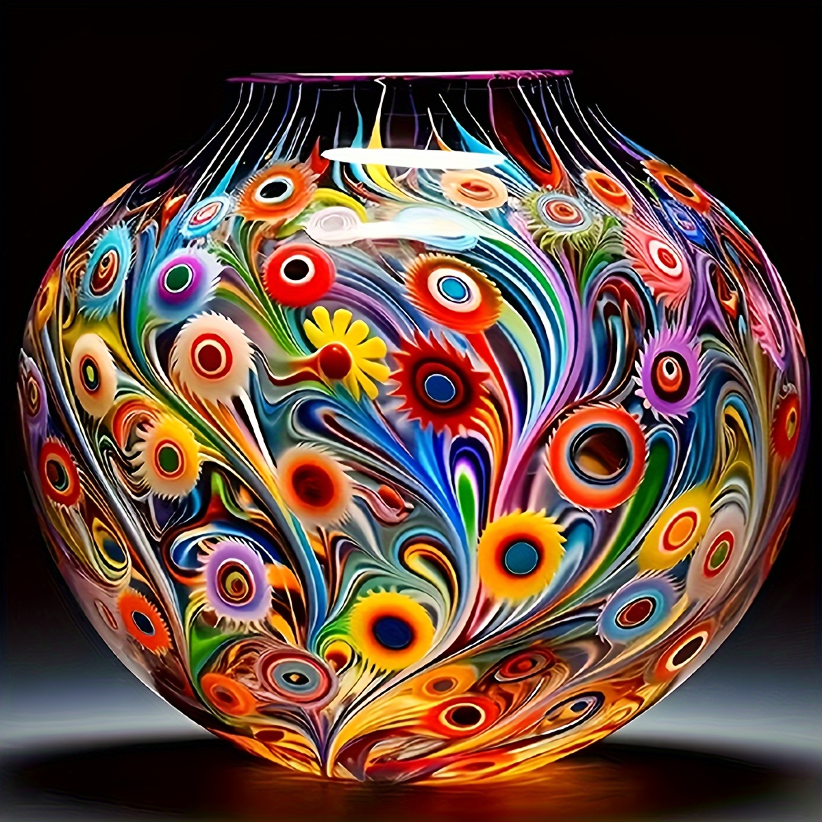 

A 7.9*7.9 Inch 5d Diy Diamond Art Painting, A And Gorgeous Colorful Vase, Full Diamond Art Painting, Embroidery Kit, Decoration