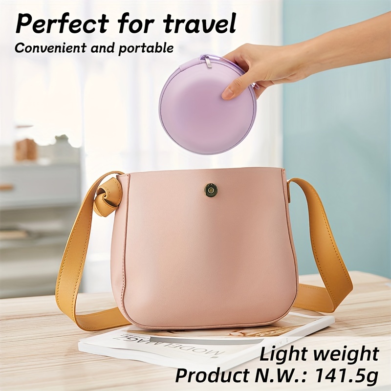 Round Bag, Travel Cosmetic Bag With LED Portable Cosmetic Bag, Travel  Rechargeable Cosmetic Bag With LED Light, Purple/Pink/Blue