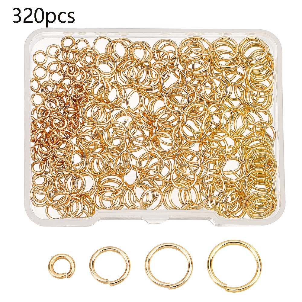 TEMU A Box (approximately 320pcs) Of Golden 304 Stainless Steel Open Jump Rings, Various Sizes Of Tarnish-resistant Connecting Rings, Suitable For