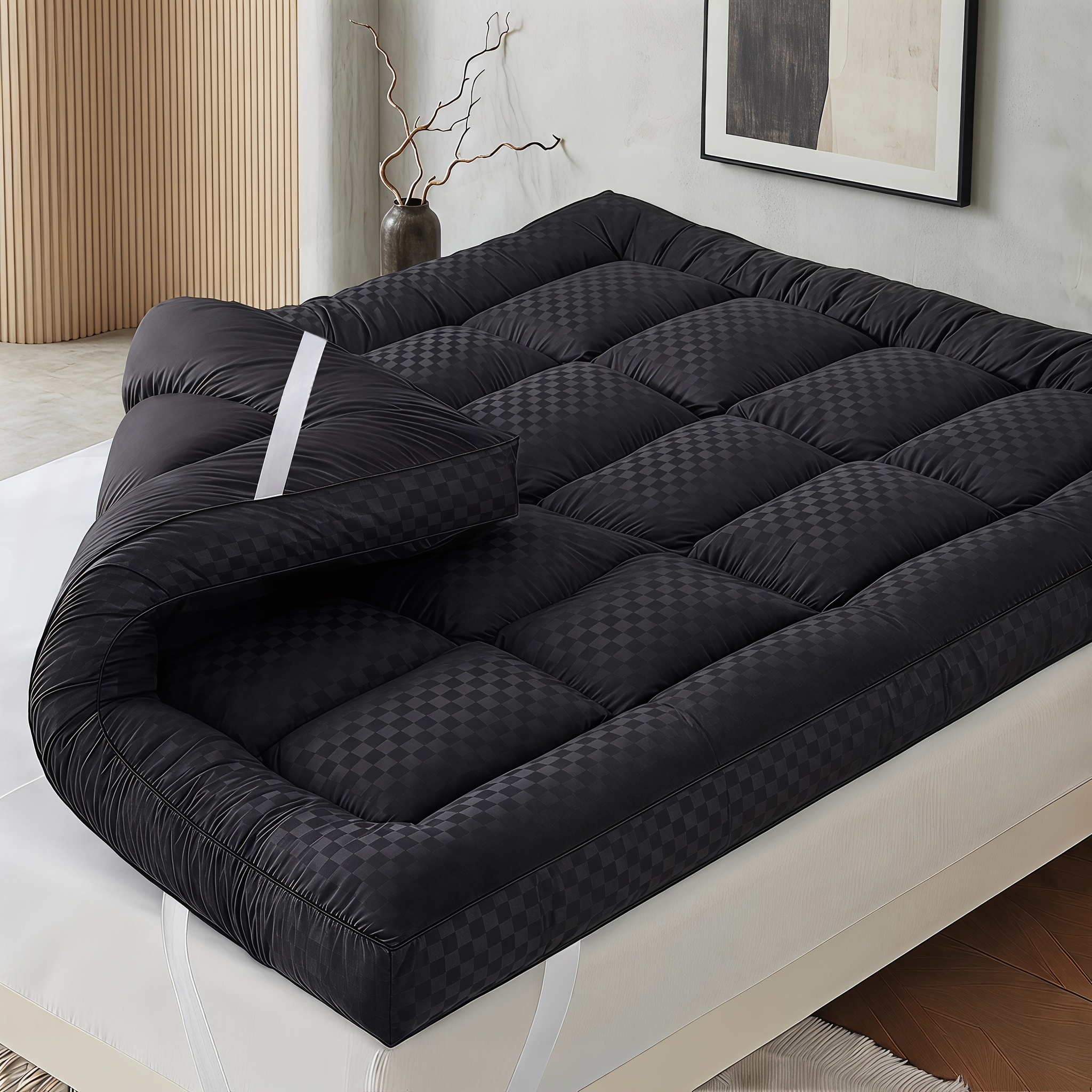 Image of 1pc Stretch Fabric Mattress Protector, No Crinkling Noise Skin-friendly Mattress Cover, Liquid Proof Dust Resistant Fitted Bed Cover For Household Bedroom