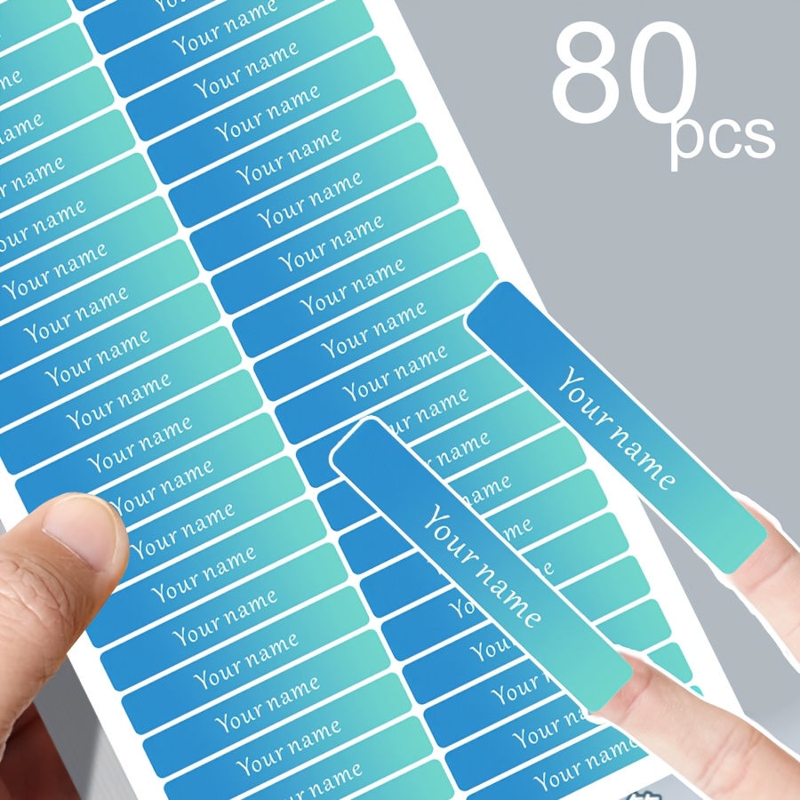 TEMU [custom] 5.3 X 0.8 Cm Gradient Ocean Blue Personalized Name Label Stickers, For Item Identification, Storage Classification, Asset Marking;