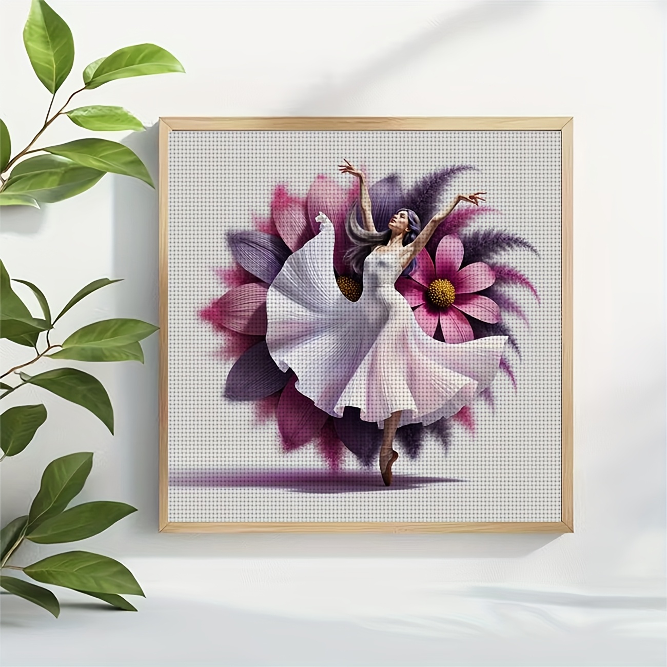 DIY Cross Stitch Print Kit, Frameless, Ballerina in Flowers Pattern
