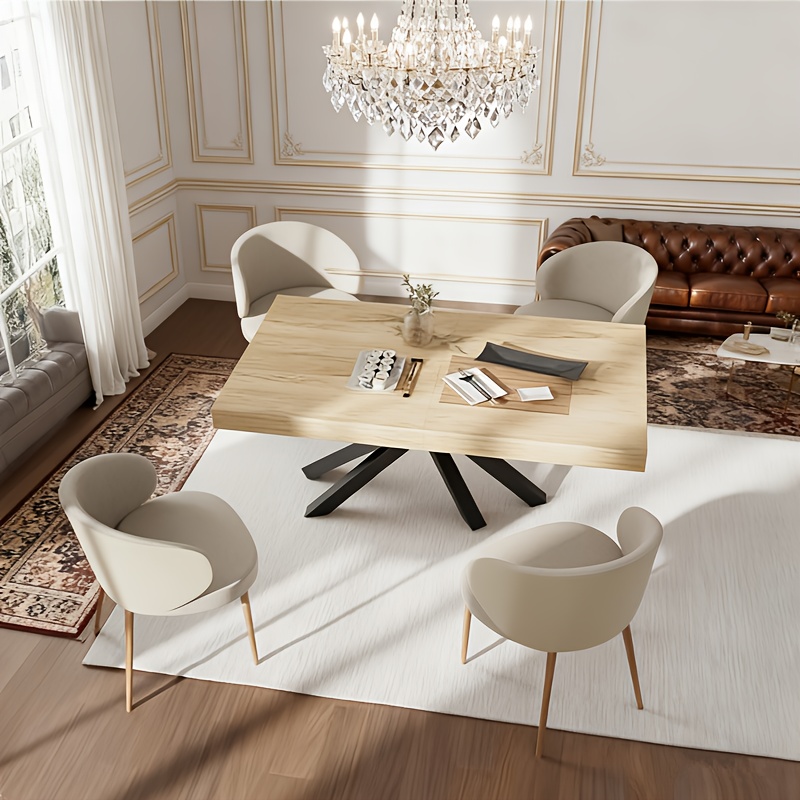 Expandable Dining Table - Extendable Wood Kitchen Table With X-shaped Metal Legs, Expandable By 30cm (120cm To 150cm Length), Large Rectangular For , Easy Assembly Wood Top &, Wood