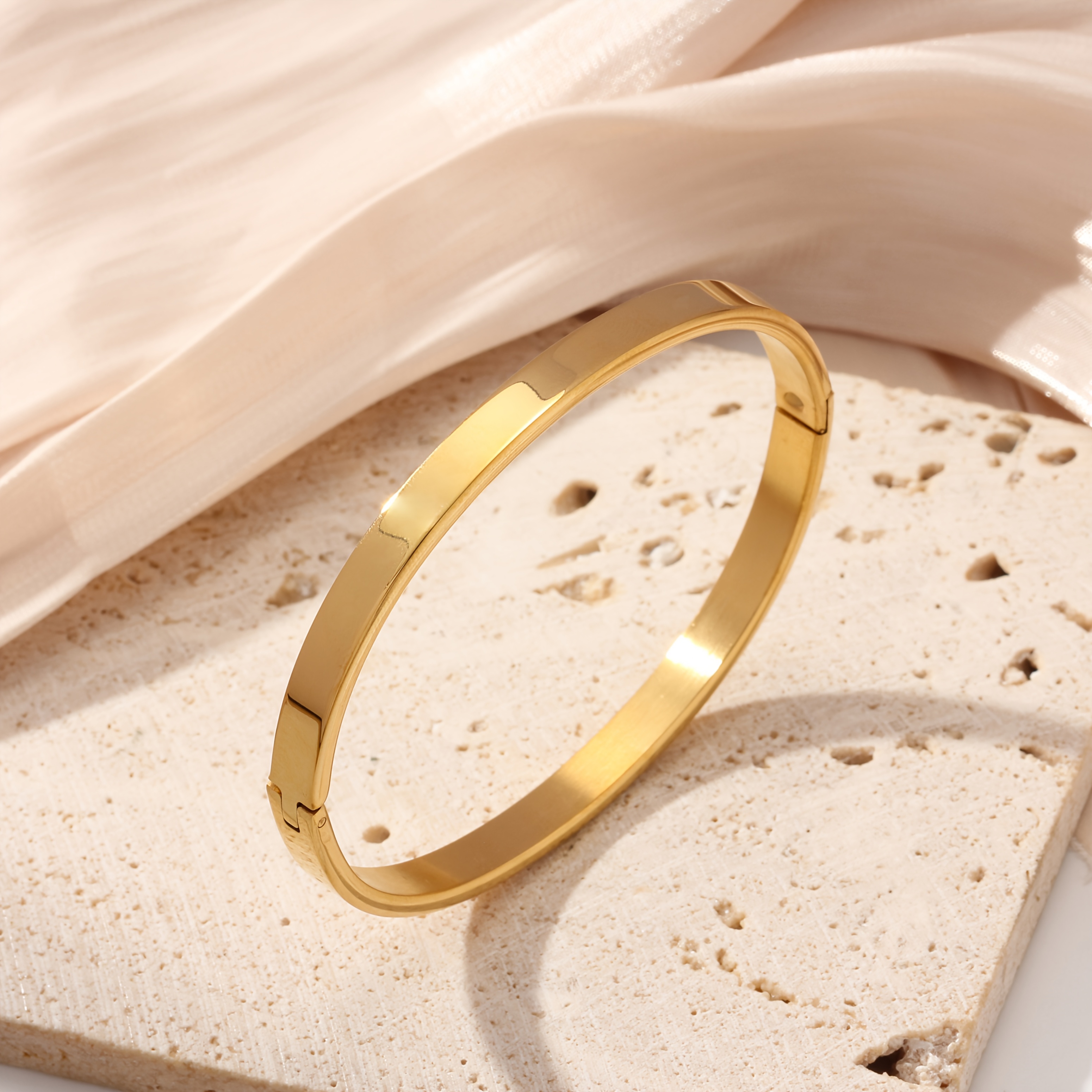 Family Style Glossy Bangle — 18K Gold Plated Minimalist Design