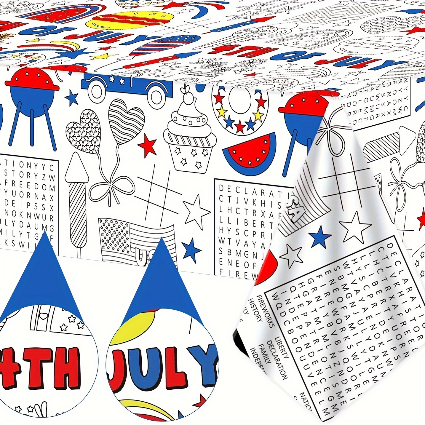 

1/3pcs, 4th Of July Coloring Poster Large American Independence Day Coloring Tablecloth Large Coloring Book For Classroom Home 4th Of July Party Supplies Gifts