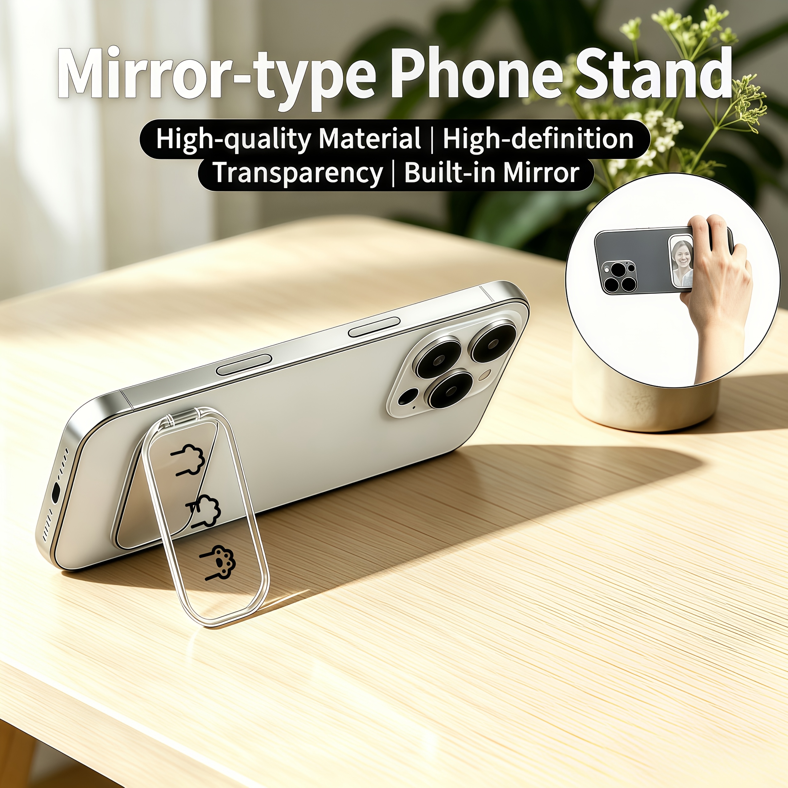 Cat Paw Pattern Transparent Phone Stand, Foldable Design