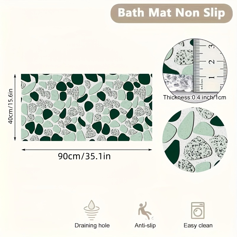TEMU Shower Pvc Non-slip Bath Mat With Elastic Band, Shower, Extra Large Bath Mat, Bath Mat, Wet Area Mat, Bathroom Safety, Textured Surface, , High