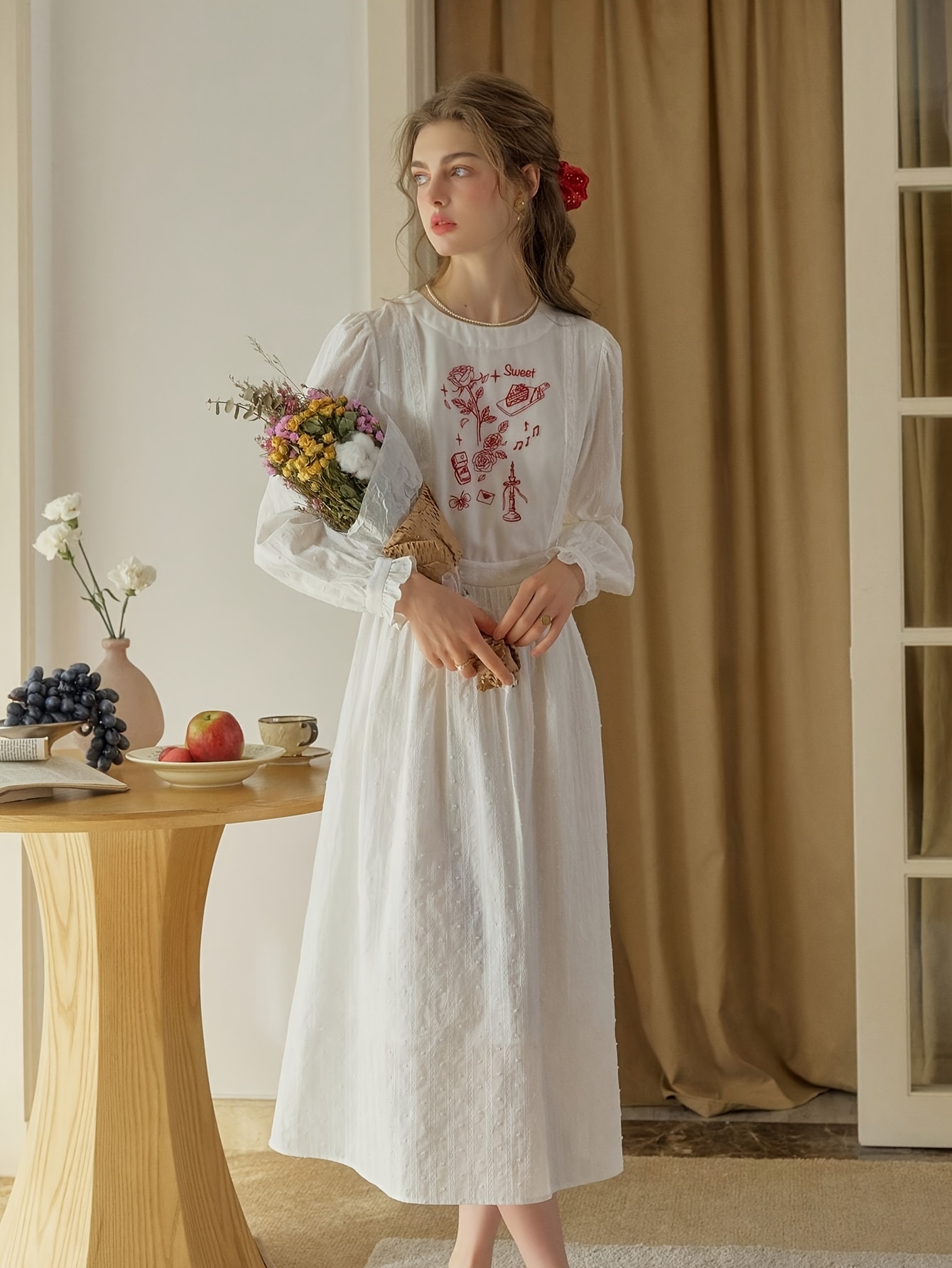 womens spring summer casual v neck collision rose embroidery - Temu Bahrain