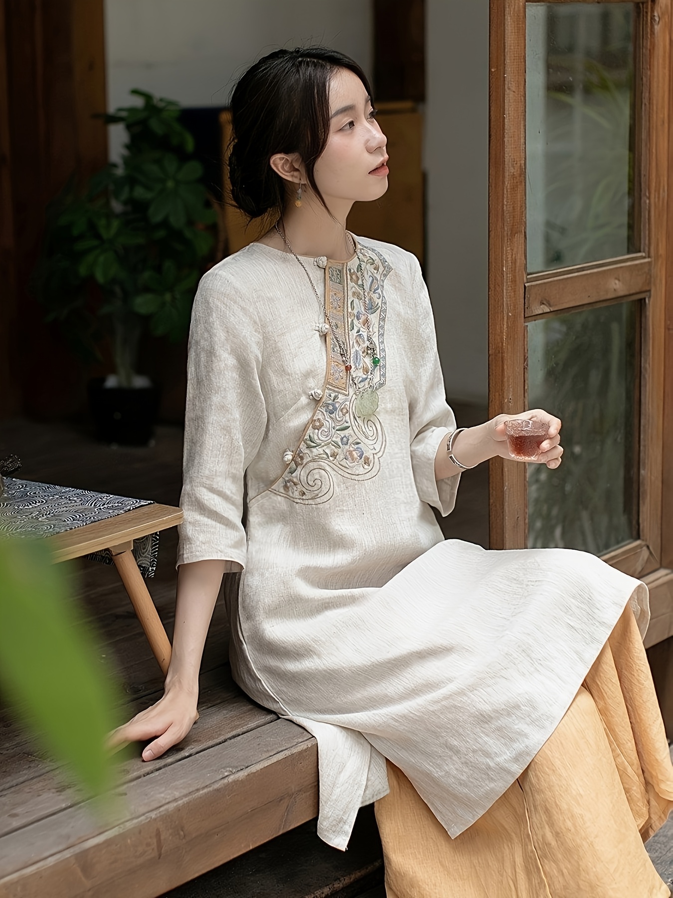 long linen dresses - Pakistan