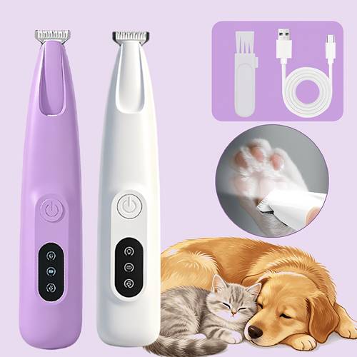 pet grooming scissors cat and dog paw hair trimmer usb rechargeable dog paw clipper multi function hair trimmer with led light suitable for nails eyes face and dog grooming trimmer dog grooming scissors professional pet