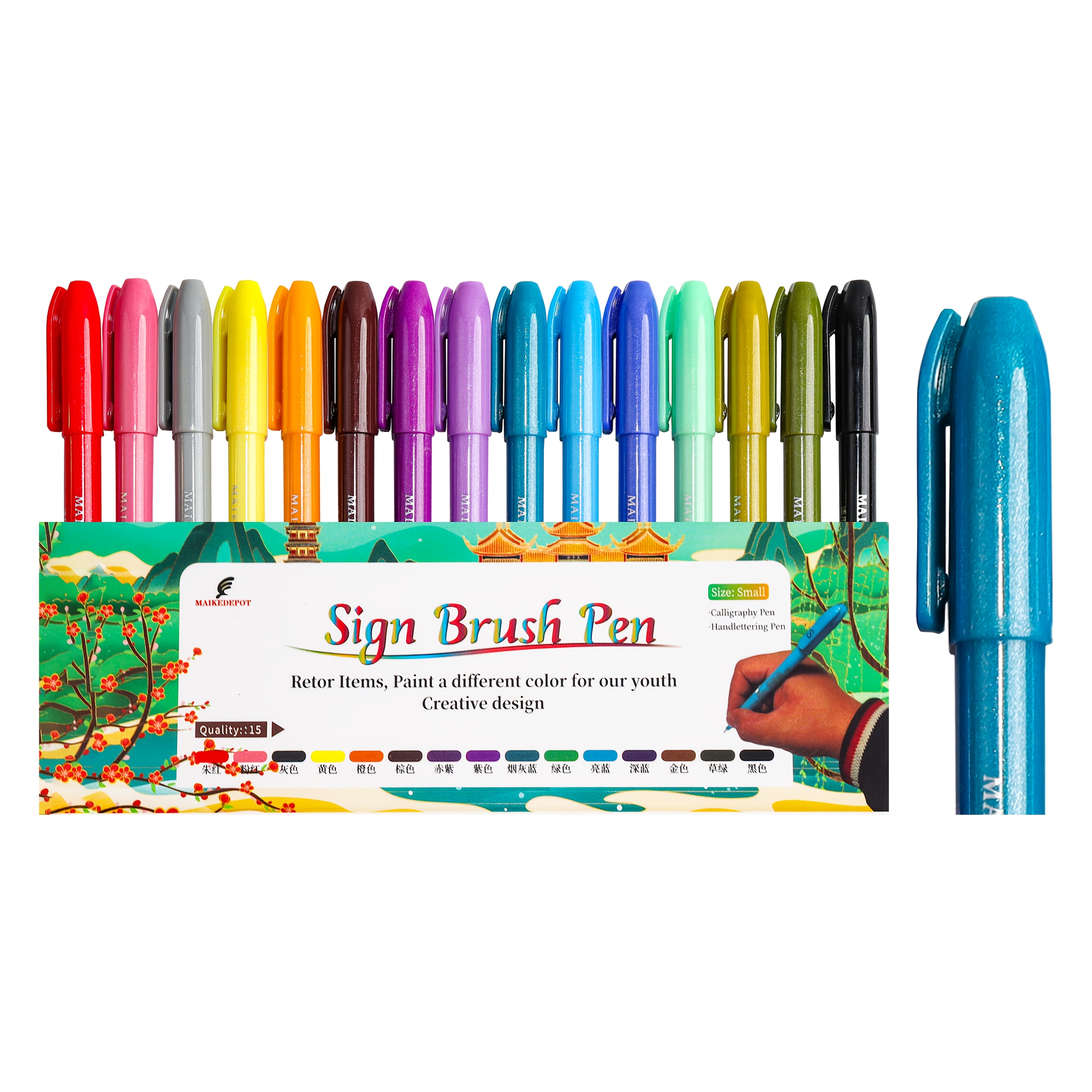 15pcs vibrant colorful brush pen set soft felt tip pens Temu