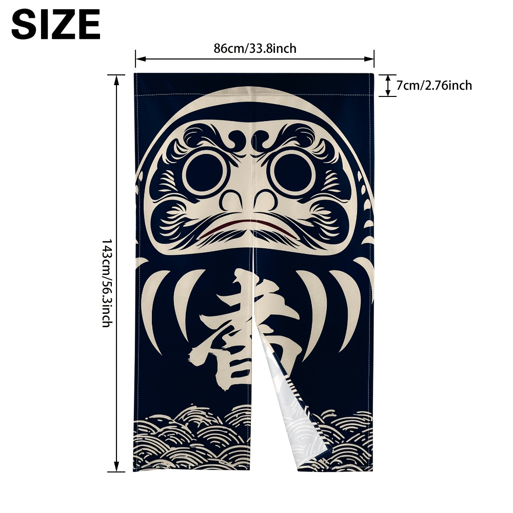 TEMU 1 de cortina de puerta japonesa Daruma de 2D, cortinas cortas de media altura adecuadas para dormitorios y cocinas, no requiere perforación para