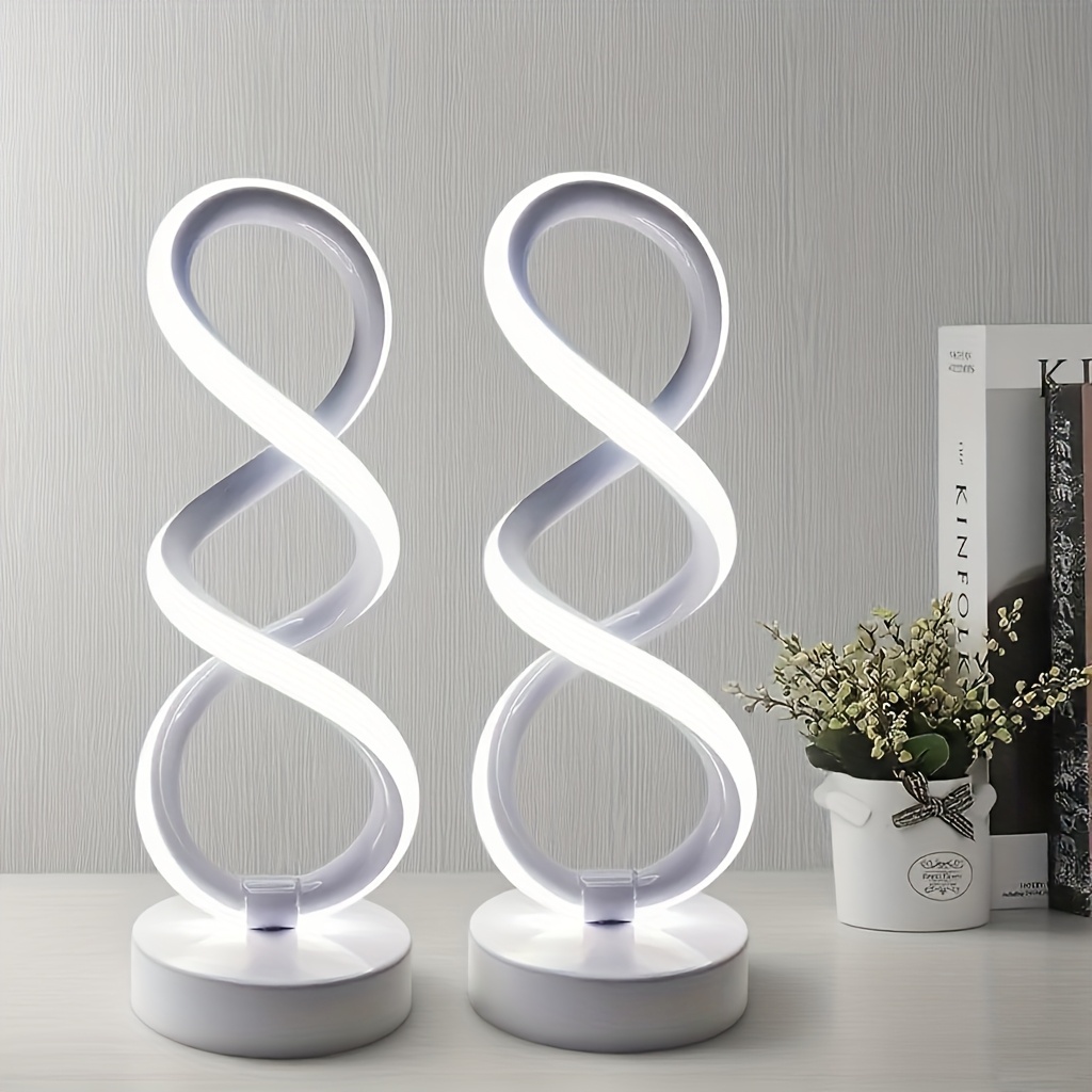 TEMU Lampe de table LED spirale - 1/2pcs Lampe de chevet unique pour décoration de bureau, décoration de bureau et accessoires, lampe de chevet à