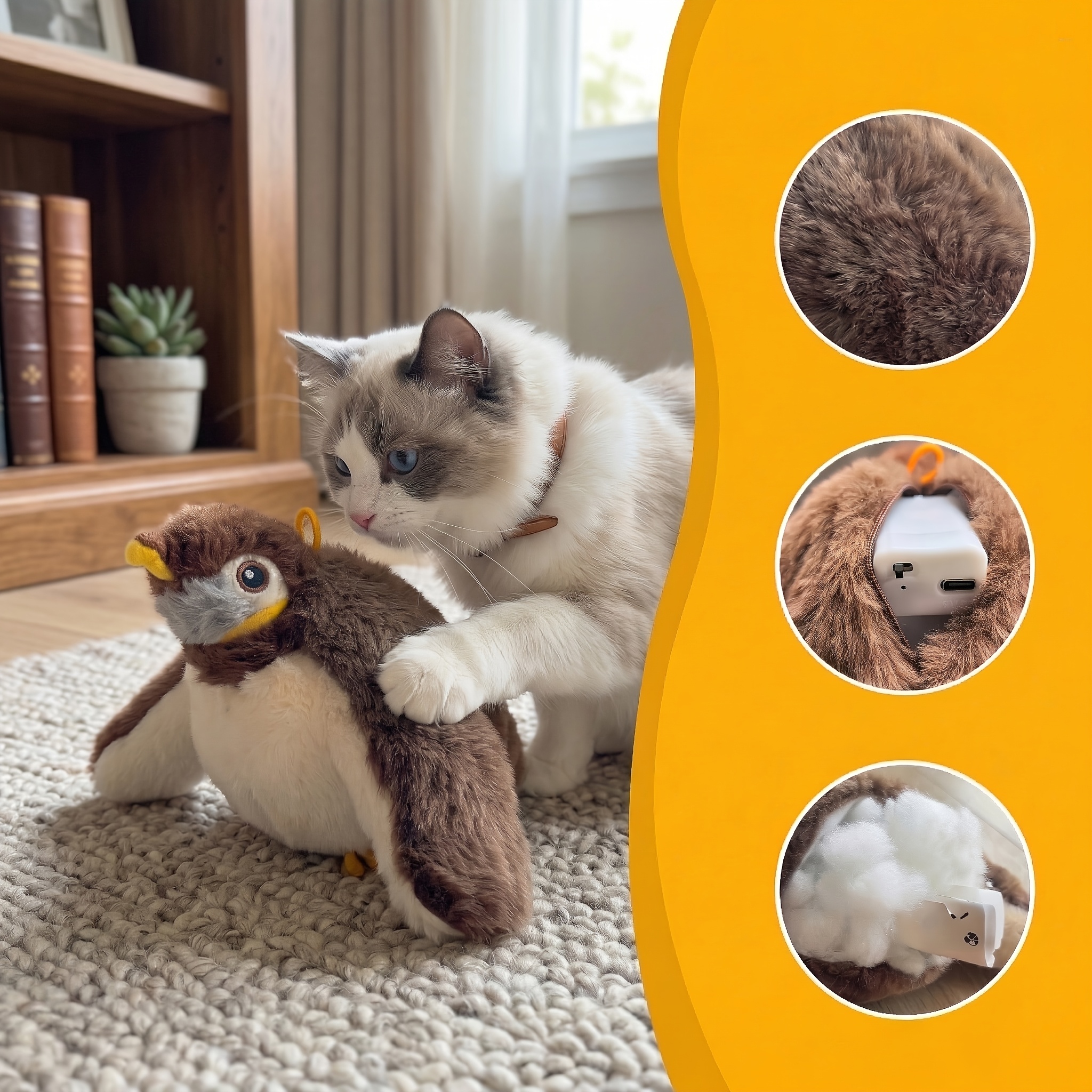 1 Pet Jitterbug Cat Toy, a Pet Boredom-Relieving Interactive Artifact, Automatically Shakes And Makes Sounds, Polyester Fiber Is Soft And Bite-Resistant, Suitable for Indoor Exercise Activities for Large, Medium, And Small Cats