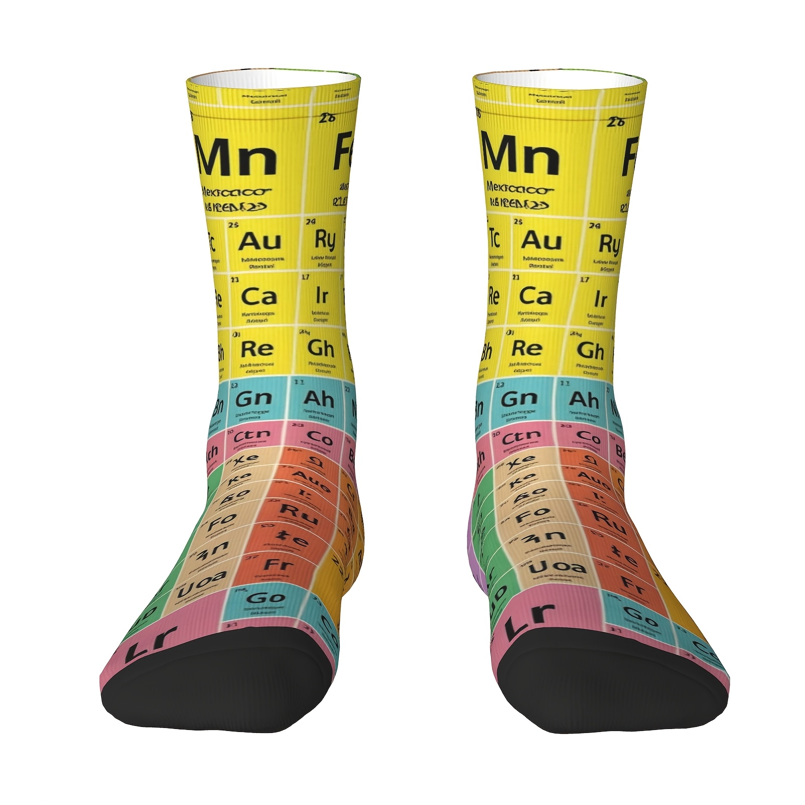 TEMU A Pair Of Unisex Outdoor Sports Socks, In A , Featuring A Detailed Periodic Table Of Elements Design With Various Chemical Symbols, Machine
