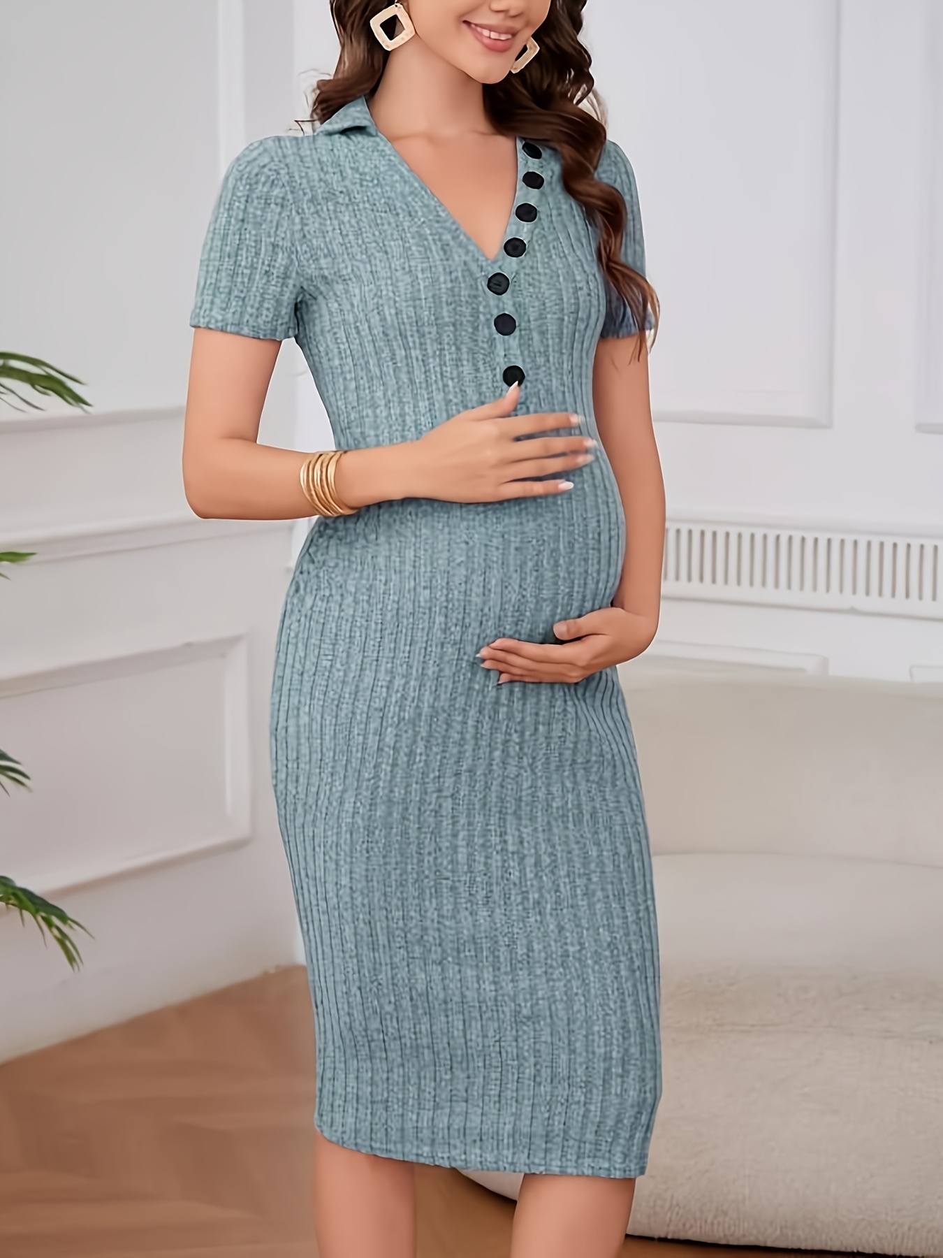 womens maternity dress short sleeve v neck sweater dress - Temu