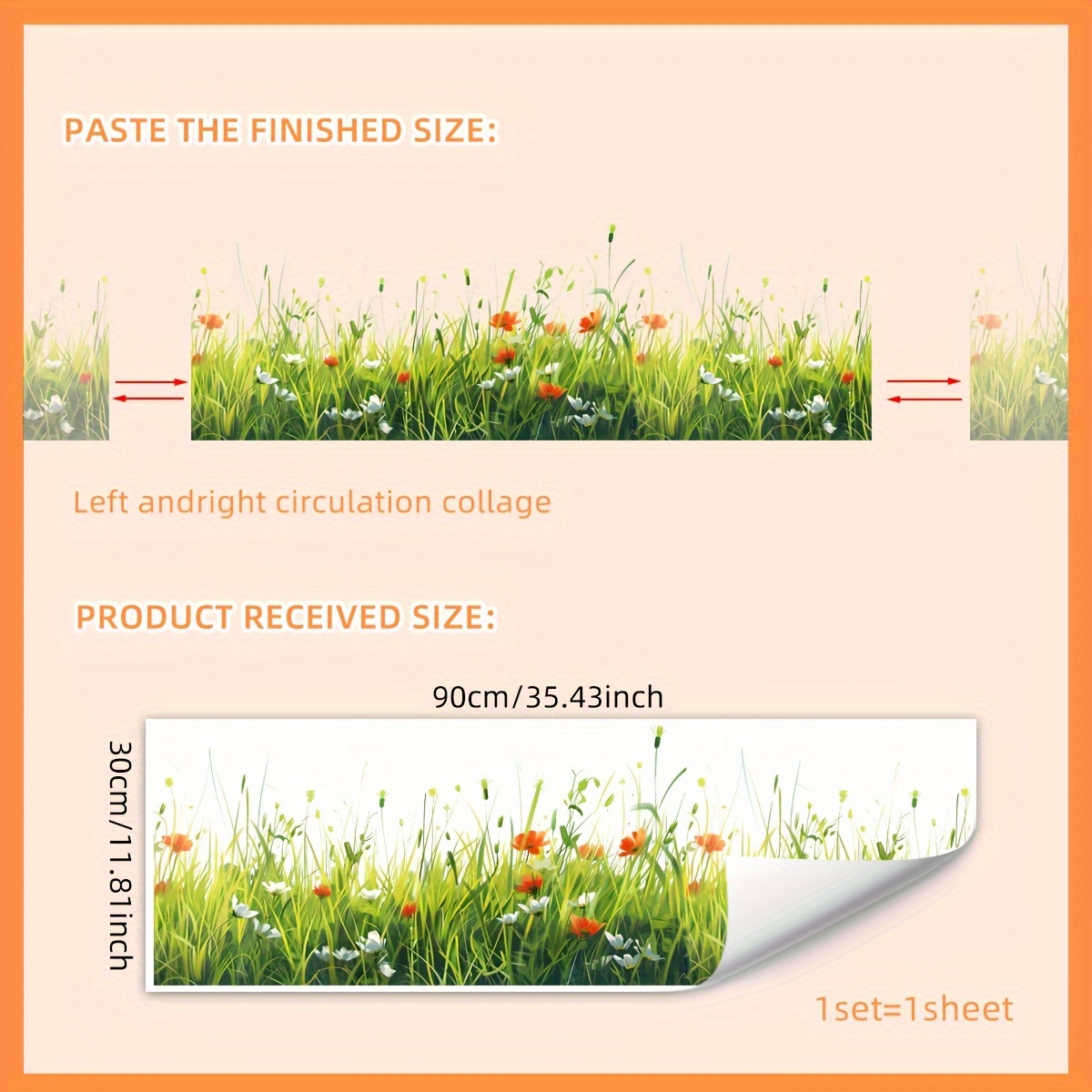 Image of A Self-adhesive Wall Sticker Of Small Flowers In Grass, Measuring 30*90cm, For Home Decor, Suitable For Baseboards And Waistlines, Model Ms7155-yc