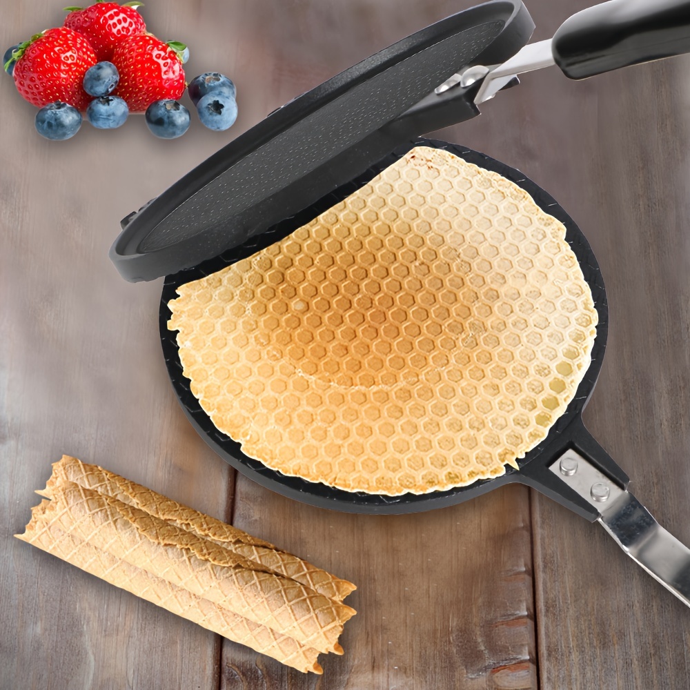 

Versatile Non-stick Aluminum Egg Roll Maker - Perfect For Waffles, Cakes & Ice Cream Cones | Easy Clean With Heat-resistant Handle