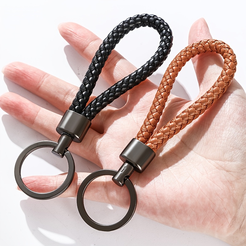 

[1pc Multi-functional Braided Leather Keychain] Braided Leather Keychain, Zinc Alloy Metal, Multi-functional Casual Ring, With Polyester Fiber, For Valentine's Day, Mardi Gras, And Gifts