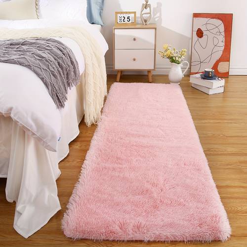 1 pc ultra soft fluffy indoor area rug for living room high pile warm shag floor cover for bedroom non slip non shedding indoor carpet for hallway fluffy fur rug for room home decor pink