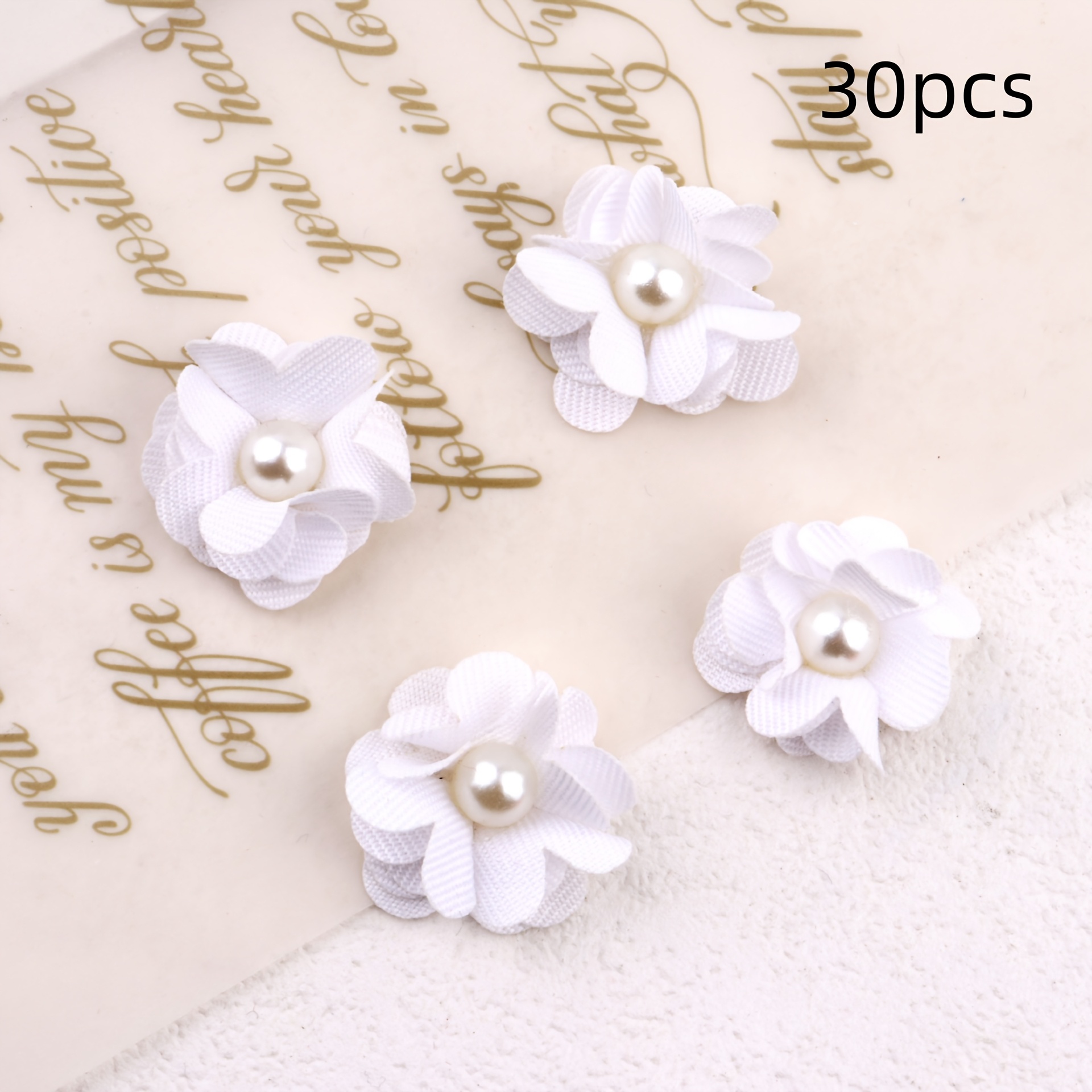 TEMU 30 pièces par , patchs de fleurs en tissu perle de 2,5 cm, 7 couleurs disponibles pour la décoration artisanale, petites additions de fleurs,