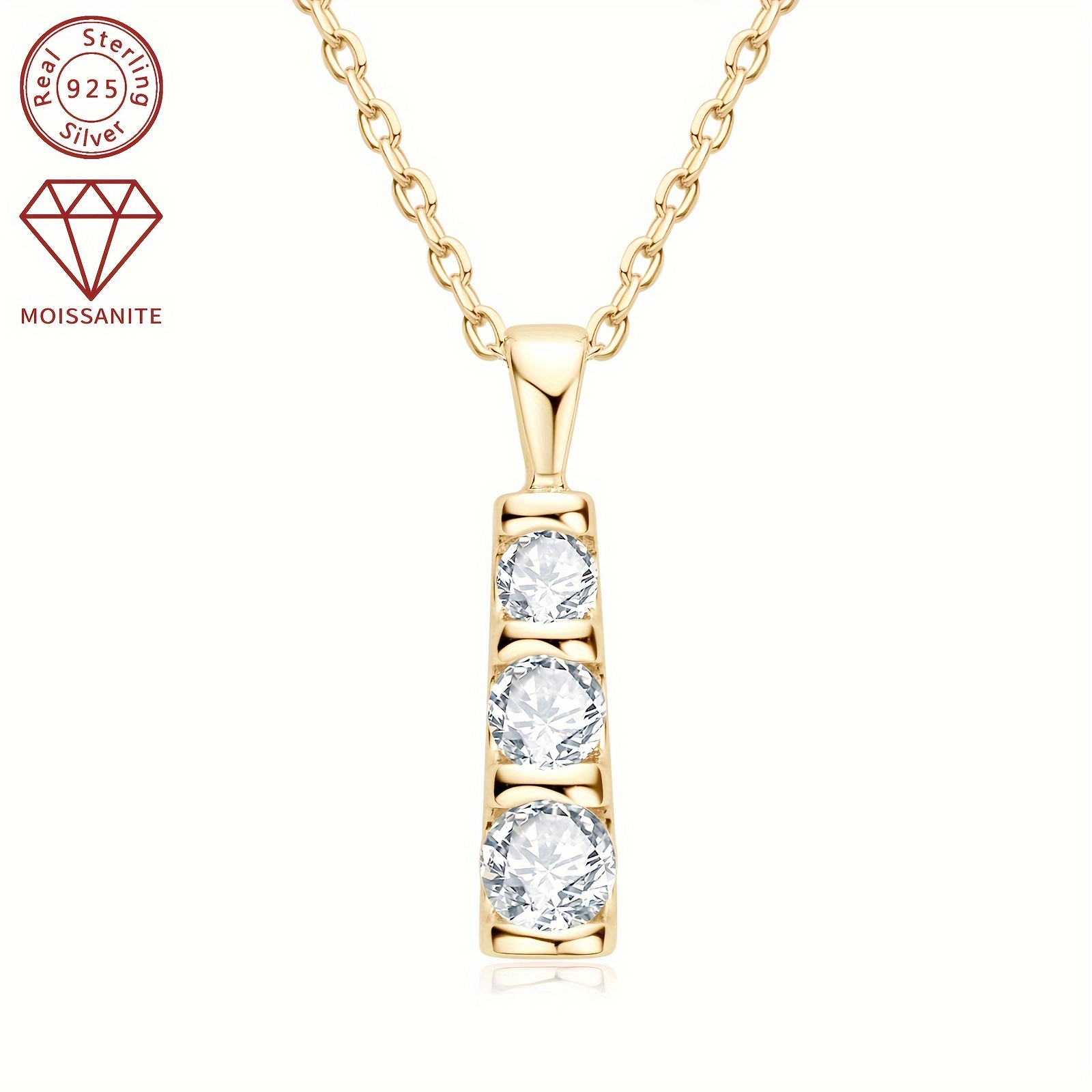 

Elegant 0.6ct Moissanite Pendant Necklace - Vvs1 Clarity, D-e Color, Round Cut Stones In 925 Sterling Silvery - Weddings & Vacations