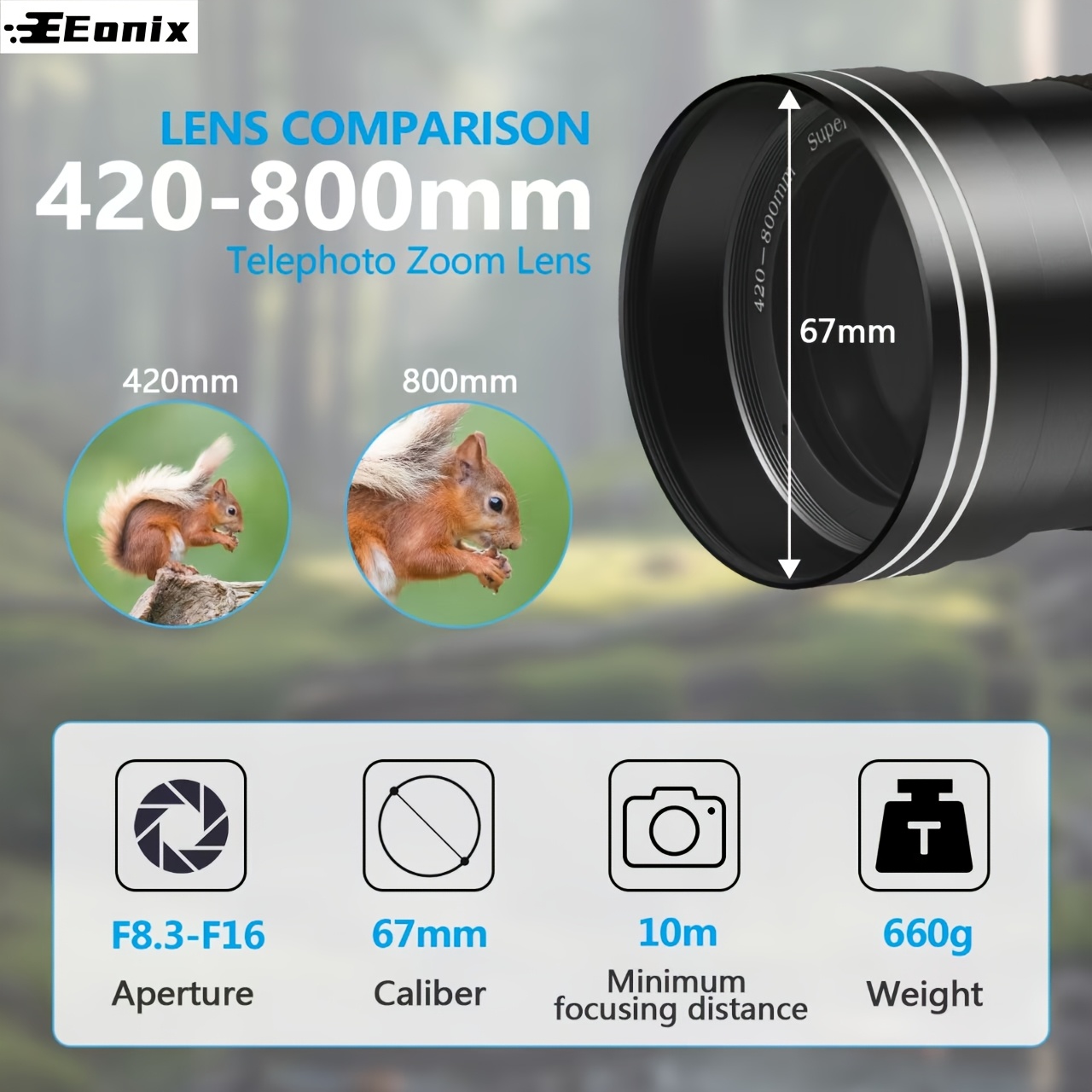 portable 420 800mm super telephoto manual zoom lens - Temu