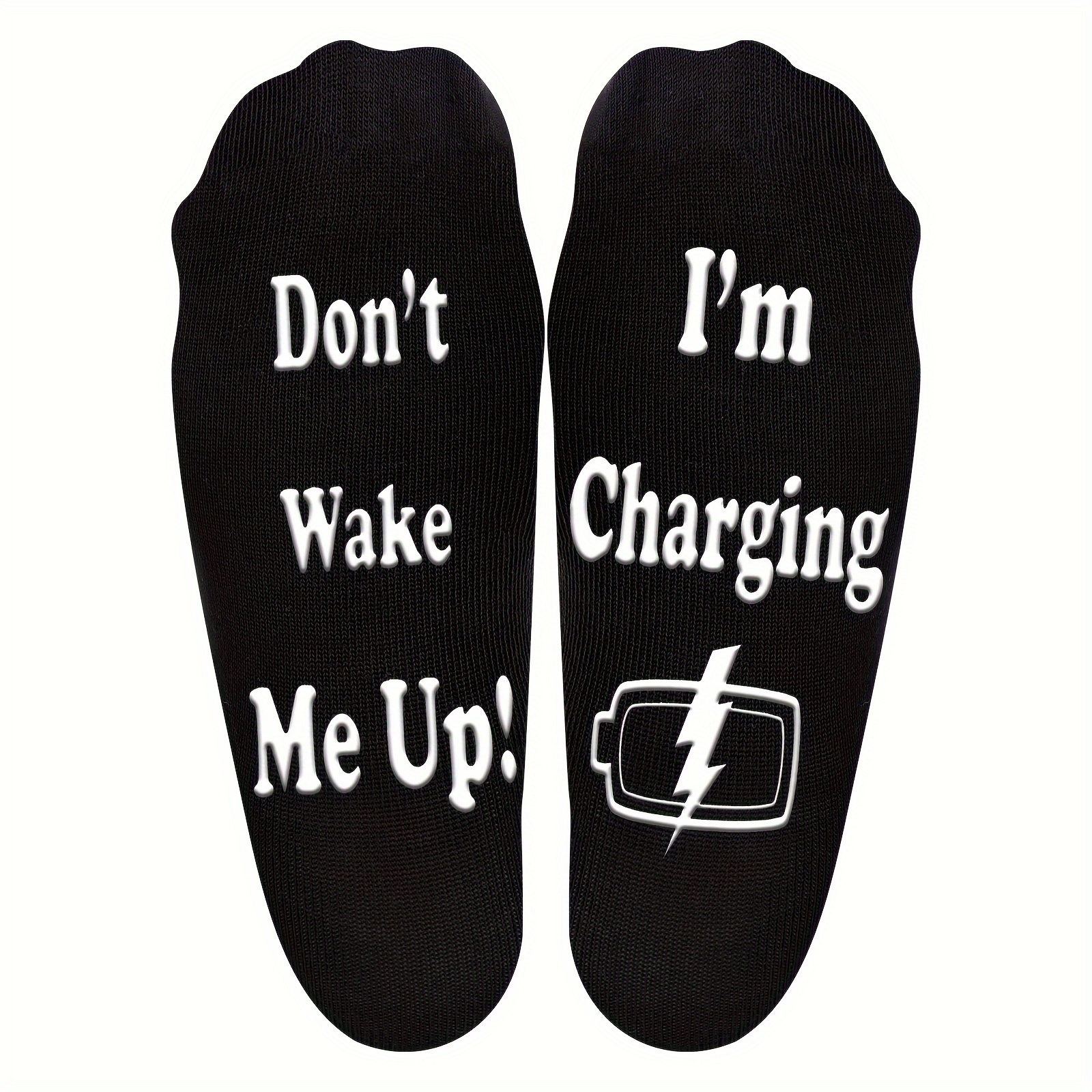 

Funny Non-slip Grip Text: '! I'm Charging' - Perfect Gift For Dad, , Or Anyone Who A Good Joke! - Men' Socks - Unique Christmas Gift - Cotton Material - Knit Construction