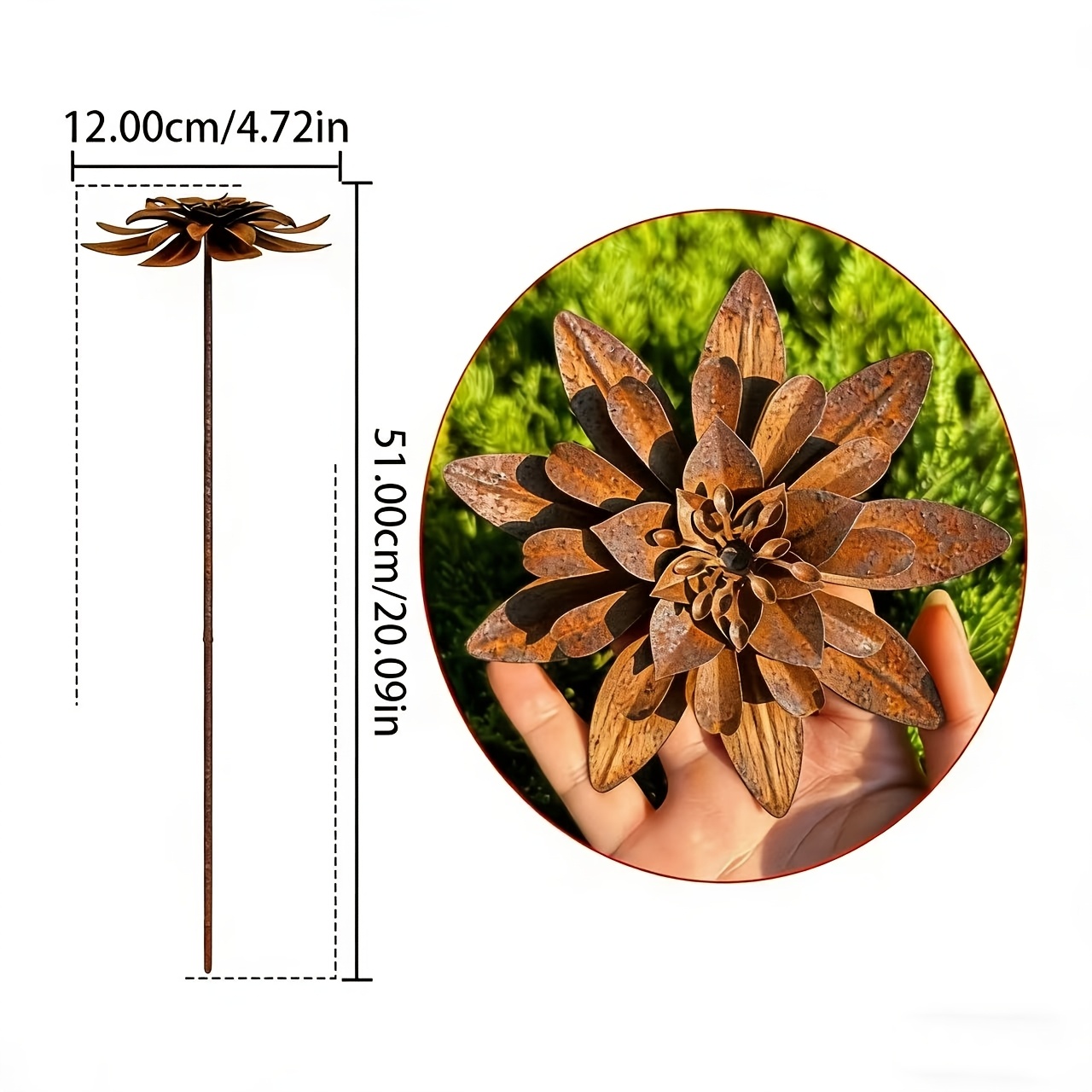 【3d】 [3d] Distressed Iron Flower Arrangement, A Must-have For A Garden Atmosphere! Multi-layered Three-dimensional Petal Shape, Distressed Rusty Texture Is Full, Insert It In Lawns, Potted Plants