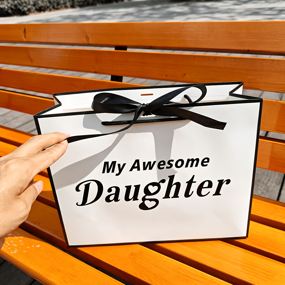 TEMU Gift For Her/him 1-pack Gift Bag Printed With The Words "awesome Daughter", Large Capacity And Stylish Design. Ideal As Gift Bags For Parents To