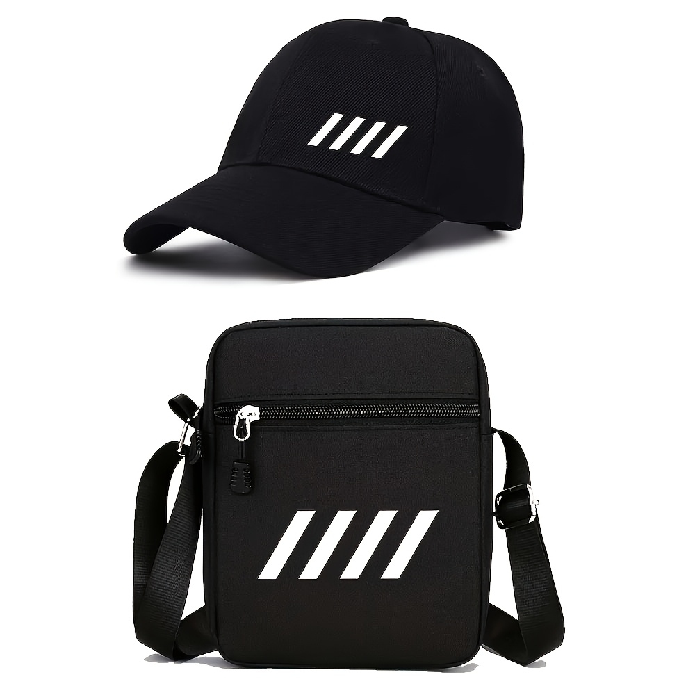 Casquette & Sac Bandoulière Streetwear 1 Casquette de baseball, 2pcs Casquette de baseball tendance avec imprimé de lettres et sac à bandoulière, Chapeau de soleil unisexe réglable