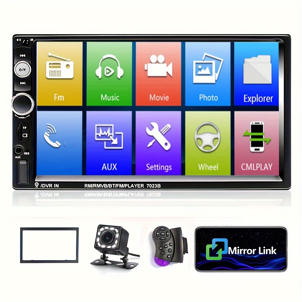 2 Din Autoradio 7 MP5-Player Mit HD-Touchscreen-Unterstützung USB SD FM  Aux-in Doppel-Din-Autoradio Mobile Phone Mirror Link Mit Rückfahrkamera +