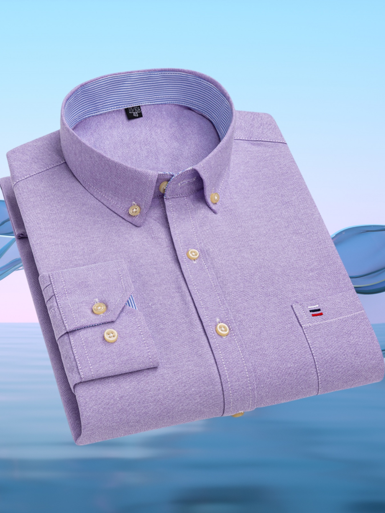 قميص رجالي عصري كاجوال بأكمام طويلة من قماش أكسفورد | مطرز، بأزرار، مناسب للعطلات وعصرية، متوفر بألوان متعددة