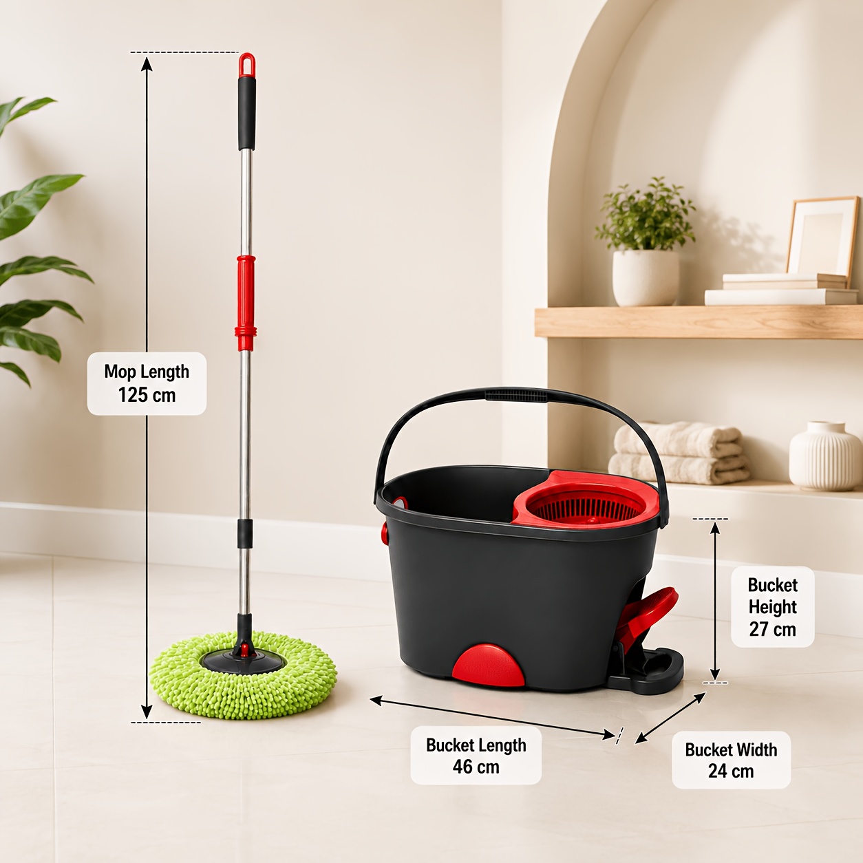Image of 360° Rotating Mop Cleaning Set, With Foot Pedal Spin Mop Bucket, Adjustable Handle And 3 Mop Heads, Suitable For Kitchen, Bathroom And Home Floors.