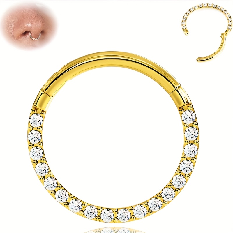 TEMU 1 pieza Pendientes de Titanio G23 para Daith, Aro de Nariz y Cartílago Helix Tragus 16G Joyería de Perforación con Anillo de Septo Articulado