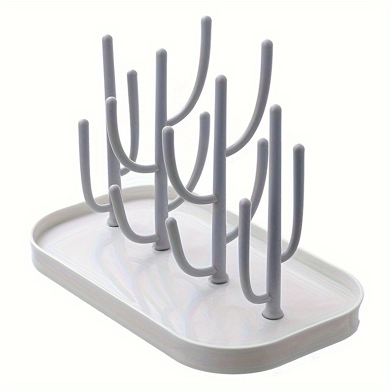Bottle Drying Rack - Bottle Drying Stand | Tree-Shaped Design Bottle Drying Tray | Upright Bottle Drying Station with a Large Concave Base, Gray Color