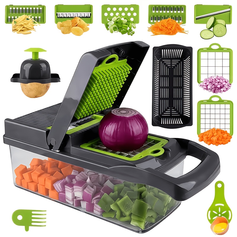 TEMU Outil Multifonction pour Couper Fruits et Légumes (16 en 1) - Pratique pour Découper, Trancher et Râper