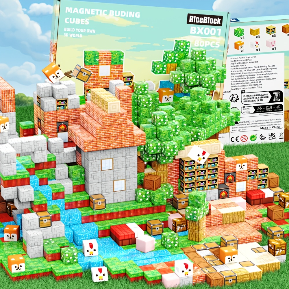 magnetic building blocks cube game construction toys boys Temu