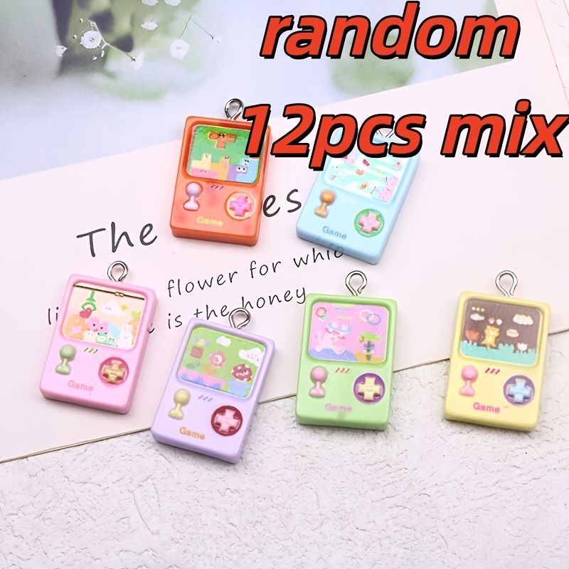 TEMU Random 12/17pcs Set Of Cute Mobile Game Shaped Charms, Resin Material With Fun Designs, Suitable For Jewelry And Additions, Earrings, Necklaces,